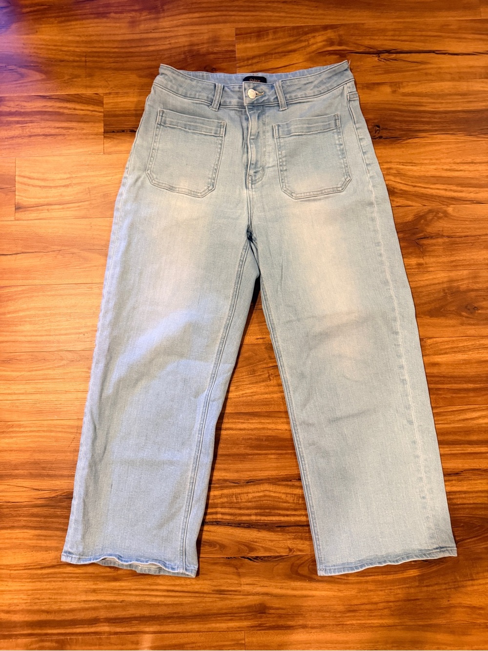 Quince Stretch Bella Patch Pocket Light Wash Women's High-Rise Straight Jeans